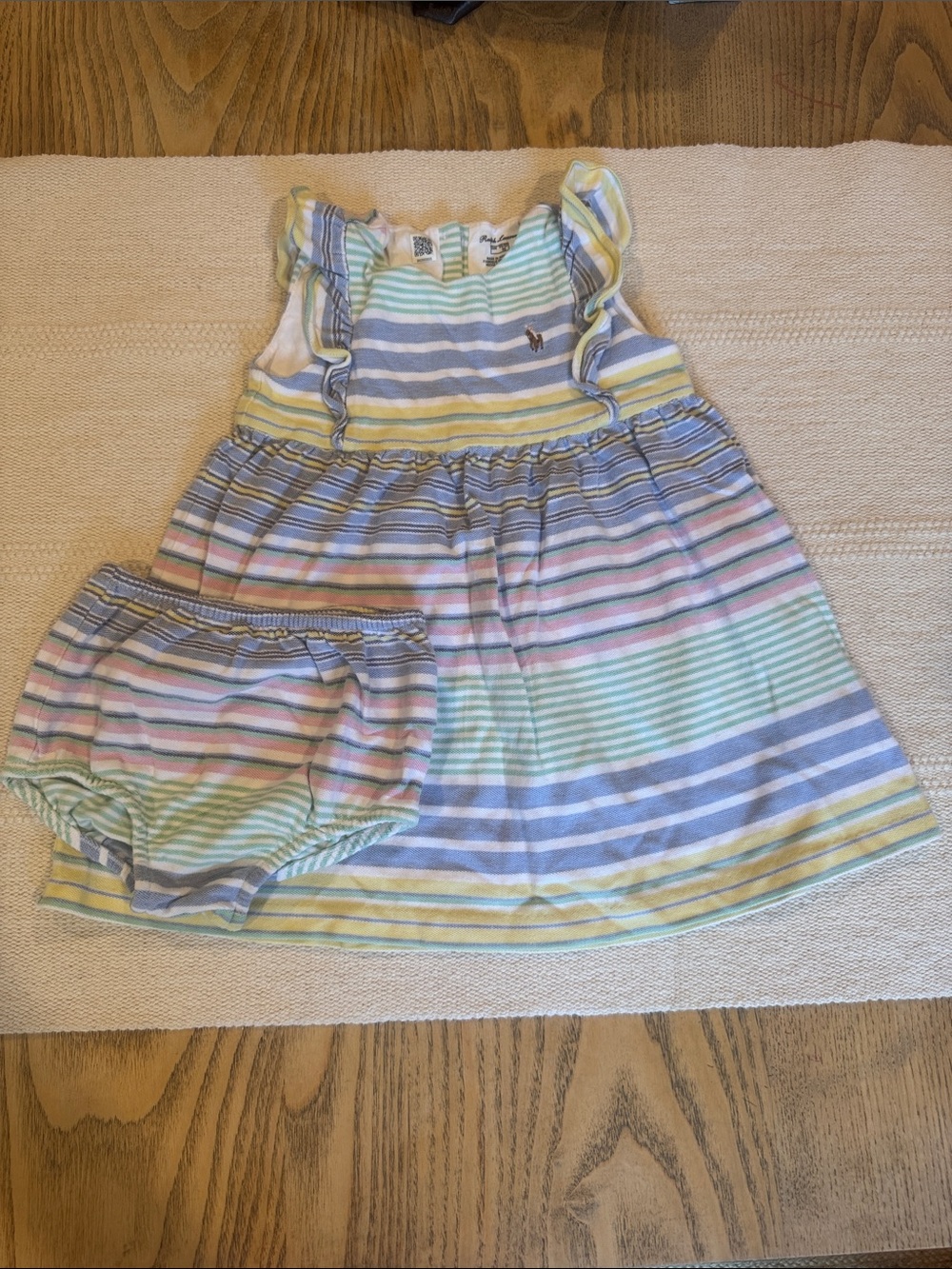 Ralph Lauren Baby Girls Pastel Stripe Dress with Bloomers - Multi